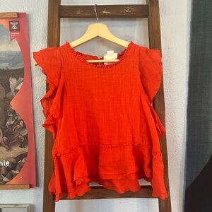 Anthropologie Butterfly Sleeved Waist-Length Top